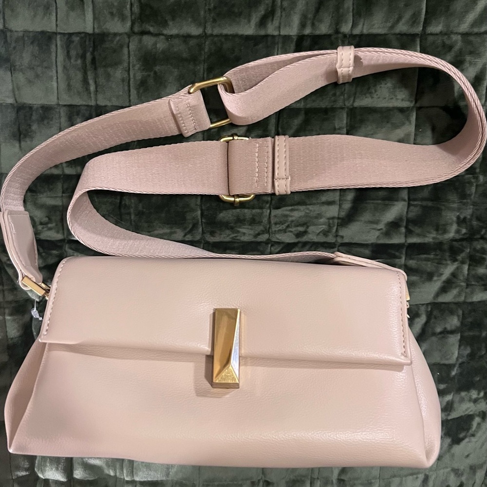 Madison West Cream Crossbody Bag with Gold Accent